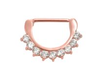 Gioiello per capezzolo in acciaio con strass rosa