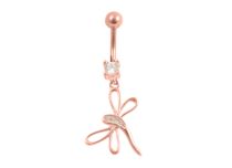 Ombelico in acciaio rosa con strass a forma di libellula |  ITC