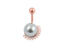 Navel Banana Acciaio Oro Rosa Perla sintetica con Strass |  ITC