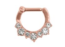Anello per setto nasale in acciaio oro rosa con cerniera in cristallo bianco |  ITC