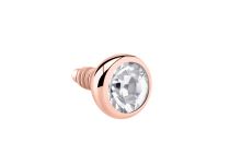 Disco d'acciaio in oro rosa con cristallo bianco a vite interna  ITC