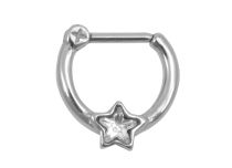 Anello Setto Acciaio Cerniera motivo Stella Cristallo Bianco  iTC