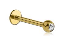 Labret Titanium PVD Gold Sterile White Rhinestone Ball 3 mm | Itc