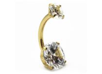 Banana Titanio PVD Oro Interno Sterile Palla 5 / 8 mm Doppio Strass Graffiato |