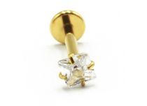 Labret Titane PVD oro filo interno sterile quadrato modello graffiato |  ITC
