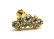Labret Titanio PVD Oro Interno Sterile Strass Modello a fiamma |  ITC