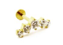 Labret Titanio PVD Oro Interno Sterile Strass Modello ad arco |  ITC
