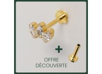 Labret Titane PVD Gold Interne Stérile motif Marquise 3 Strass |  ITC
