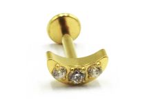 Labret Titanio PVD Oro Interno Sterile Strass motivo Luna |  ITC