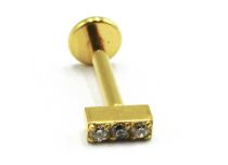 Labret Titanio PVD Oro Interno Sterile Barra 3 Strass |  ITC