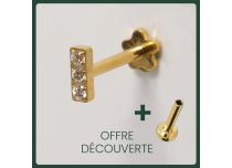 Labret Titanio PVD Oro Interno Sterile Barra 3 Strass |  ITC
