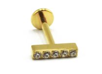 Labret Titanio PVD Oro Interno Sterile Barra 5 Strass |  ITC