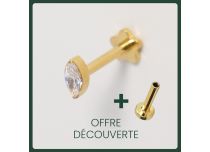 Labret Titane PVD Gold Interne Sterile Oval à Strass blanc |  ITC