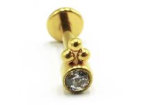 Labret Titanio PVD Oro Interno Sterile 3 sfere Strass Bianco |  ITC