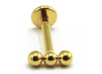 Labret in titanio PVD oro modello interno sterile 3 sfere dritte |  ITC