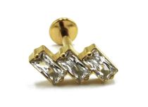 Labret Titanio PVD Oro Modello interno sterile Rettangolo Strass Bianco |  ITC