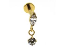 Labret Titanio PVD Oro Interno Sterile Ciondolo rotondo bianco con strass |  ITC