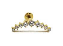 Labret Titanio PVD Oro Modello interno sterile Corona 9 Strass Bianco |  ITC