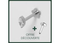 Labret Titane Interne Stérile motif Ovale Strass Blanc |  ITC