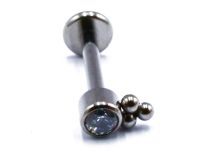 Labret Titane Interne Stérile motif 3 Micro Balls et Strass Blanc | Itc
