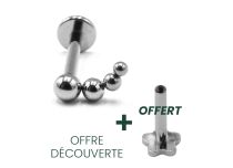 Labret Titane Interne Stérile motif 4 Billes Courbés |  ITC