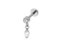 Labret Titanio interno sterile modello rotondo bianco ovale ciondolo Strass | Itc