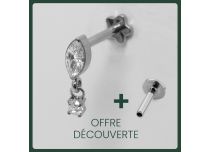Labret Titane Interne Stérile motif Ovale Pendentif Rond à Strass Blanc |  ITC