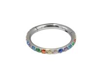 Anello cerniera 1,2x8 titanio sterile strass multicolore| Itc