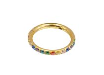 Anello cerniera 1,2x8 titanio PVD ORO Sterile motivo strass multicolore| Itc