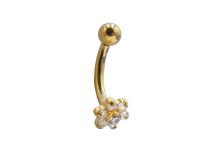 Banana 1,2x8 Titanio PVD ORO fiore interno sterile 7 strass | Itc