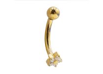 Banana 1.2x8 Titanio PVD ORO sterile interno Fiore 5 strass Bianco| Itc
