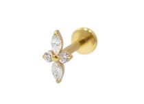 Labret Titanio PVD Oro Interno Sterile Petali strass BL | Itc