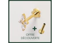 Labret Titanio PVD Oro Interno Sterile Petali strass BL |  ITC