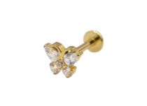 Labret Titanio PVD Oro Interno Sterile farfalla strass BL| Itc