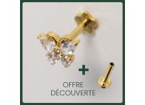 Labret Titanio PVD Oro Interno Sterile farfalla strass BL|  ITC