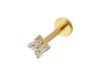 Labret Titanio PVD Oro Interno Sterile disegno fiore 4 strass BL| Itc