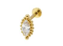 Labret Titanio PVD Oro Interno Sterile modello ovale ornamentale strass BL| Itc