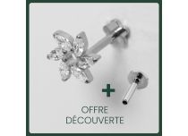 Labret Titane Interne Stérile motif Fleur 6 Strass |  ITC