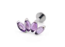 Labret Titane Interne Stérile motif Marquise Arc de 4 Pierres Naturelles Colorés