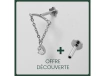 Labret Titane Interne Sterile Barra Curva e Catena con Strass |  ITC