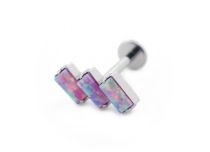 Labret Titane Interne Stérile motif 3 Rectangles penchés Opale | Itc