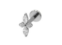 Labret Titane Interne Stérile motif Petales strass BL | Itc