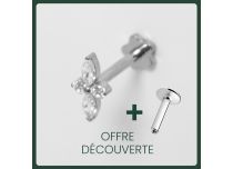 Labret Titane Interne Stérile motif Petales strass BL |  ITC