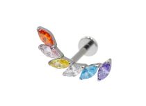 Labret Titane Interne Stérile motif marquise strass Multicolore| Itc