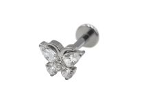 Labret Titane Interne Stérile motif papillon strass BL| Itc