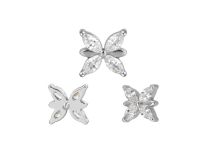 Accessorio interno in titanio con motivo a farfalla in strass bianco