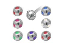 Vite a sfera in acciaio per gioielli 1,2 a cristalli colorati|  ITC