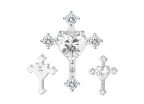 Accessoire interne titane ASTM F136 croix ornée strass blanc