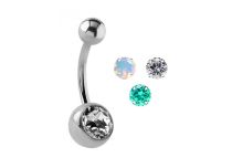 Banana ombelicale in titanio con cristallo sfaccettato colorato |  ITC