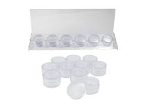 Espositore in acrilico per 10 scatole porta accessori rotonde da 4 cm